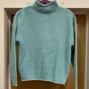 FASHION Light Cyan Chunky Knit Super Soft Turtleneck Sweater - size S